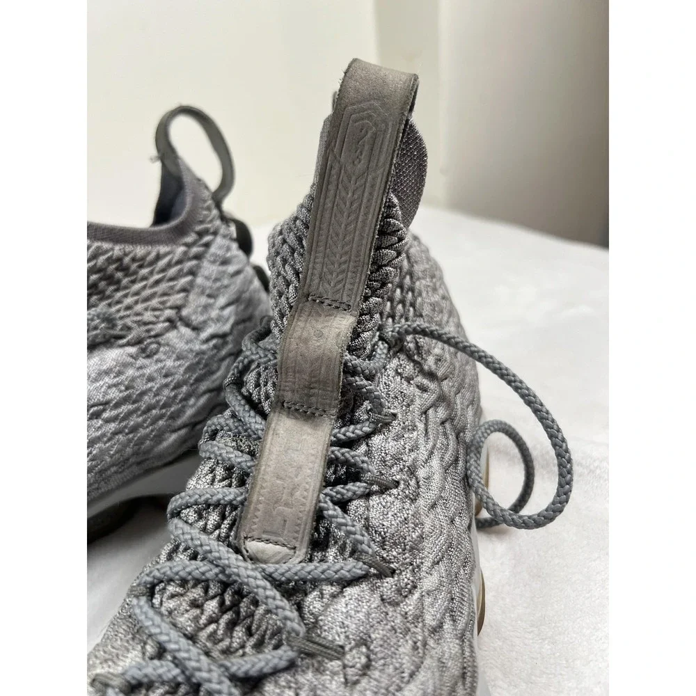 Nike LeBron 15 Shoes‎ Mens 10 Gray Gold Knit Basketball High Top Sneakers Pair